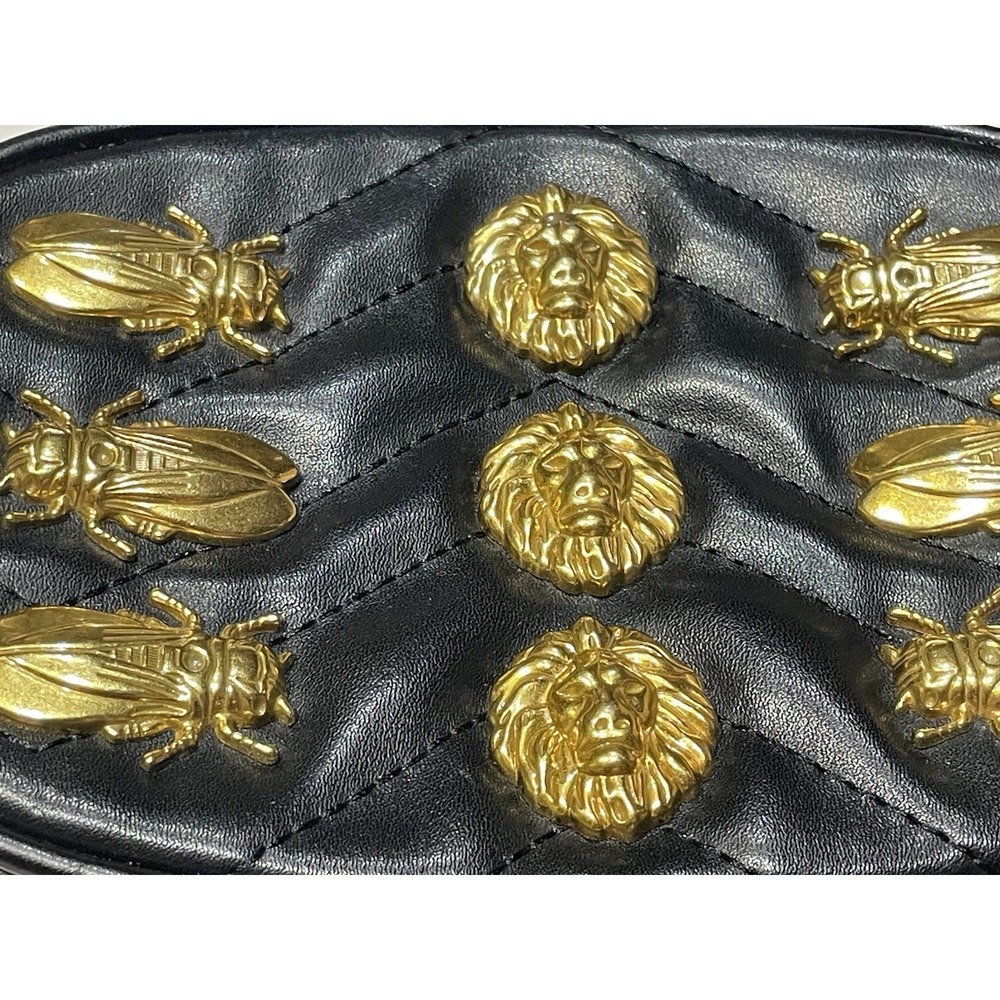 belt purse pouch funny pack embellished with metal lion heads & Flies - Picture 4 of 10